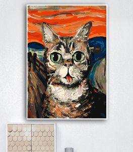 YIJIE Pittura fai-da-te con i numeri Gatto carino illustrazione di cartone animato Disegno su tela Dipinto a mano Pittura Regalo d'arte Decorazione domestica fai da te7408458