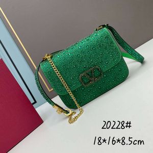 Diamond Purse v Crystal Wallet Leather Purse Designer bag Valen bags fashionable studded womens shoulder diagonal cross bag luxury flip out womens bag f Z LOT8