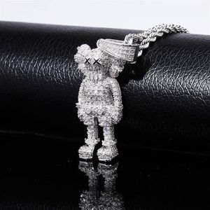 Iced Out Cartoon Puppets Pendant & Necklace Cubic Zirconia Necklace Fashion Hip Hop Jewelry Mens Gift Y200810263i