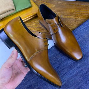 leather shoes Oxford shoes Pure handmade men's leather shoes high-quality casual lace up men's shoes commuting and leisure leather soles