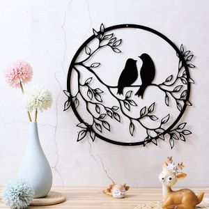 Wall Stickers Wrought Iron Bird Crafts Couple Tree Bird Wall Metal Pendant Iron Bird Hanging Wall Scandinavian Decoration 230403