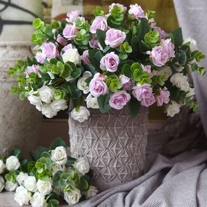 Decorative Flowers 11 Heads Rose Artificial Branch For Diy Home Floral Arrangement Ornaments Wedding Party Store Decoration Fake