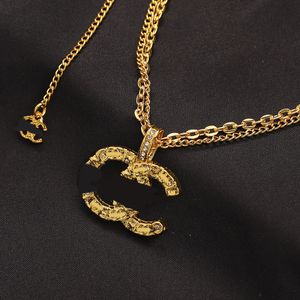 18k Gold Plated Luxury Brand Designer Double Layer Pendants Halsband Rostfritt stål Bokstav Tröja Choker Pendant Chain Jewelry Accessories Gifts