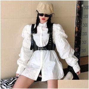 Other Fashion Accessories Belts Steampunk Womens Strap Harness Pu Leather Waist Cincher With Straps Wide Corset Belt Persona Dhgarden Dhujr