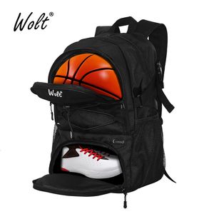 Sacos escolares wolt | Backpack de basquete grande bolsa esportiva com compartimento de sapatos de bola separado para futebol de basquete Voll 230403