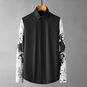 2023 Spring Court Style Patchwork Men's Casual Shirt Long Rleeve Slim Business Formal Dress Koszulki Przystojne Camisa Masculina