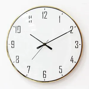 Wall Clocks White Metal Luxury Clock Silent Large Size Modern Watches Stylish Kitchen Horloge Murale Home Decor WSW100YH