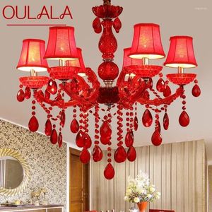 Chandeliers OULALA European Style Crystal Pendent Lamp Red Candle Luxurious Living Room Restaurant Bedroom Villaex Building Chandelier