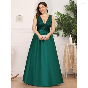 Plus Size Dresses Party For Women 2023 Elegant Sexy V Neck Sequin Female Green Formal Wedding Prom Cocktail Evening Dress Vestid