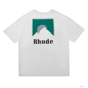 Rhude Men's T-Shirts Tide RHUDE classic sunset theme printed short sleeve T-shirt men's and women's couple street loose half T-shir