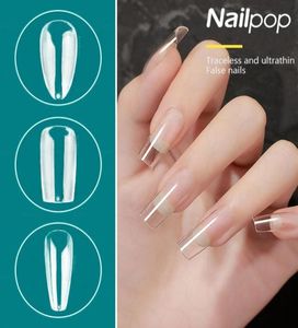 Nailpop Caixão Transparente Unhas Falsas Transparente Cobertura Completa Unhas Dicas de Gel Pressione em Unhas Falsas Cápsula Acessórios de Arte Ferramenta 120pcs3119492