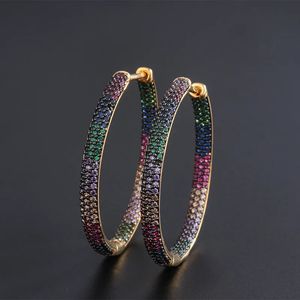 Stud Funmode Trendy Two Tones Rainbow Cubic Zirconia Hoop Earrings for Women Hip Pendientes Mujer Wholesale Fe53 231102