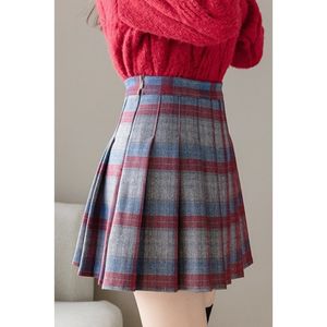 Skirts Wool Pleated Skiing Autumn and Winter High Waist Slim Skiing Women's Fashion Versatile Plaid Ski Shorts Wholesale 230403