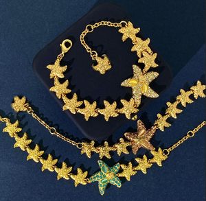 Art- und Weiseentworfenes Halsketten-Armband-Ohrring-Seestern-Anhänger-Seereise-Feiertags-Art Todesfee-Medusa-Kopf-Porträt 18K Gold überzog Entwerfer-Schmucksachen 06-1