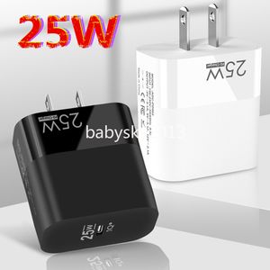 Caricabatterie rapidi rapidi per telefono 25 W PD Tipo c Eu US AC Home Travel Caricatore da muro USB C Adattatori di alimentazione per IPhone 12 13 14 15 Pro Max Samsung Htc con BOX B1