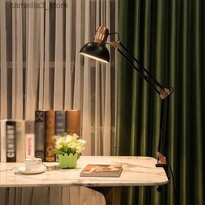 Desk Lamps LED Studio Lamp Vintage Portable With Clamp Book Reading Folding Writing Study Light Fixture For Nail Manicure Tabell Q231103