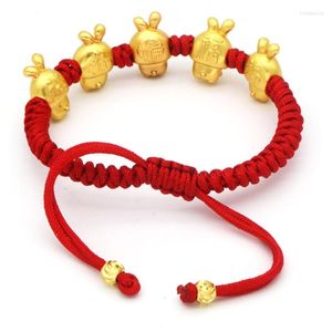 Charm Bracelets N58F Lucky Red Rope Bracelet Birthday Gold Plated Pendant Hand Knotted Adjustable For Men And Women