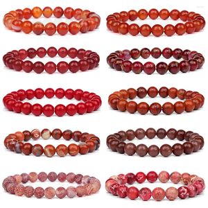 Strand Rode Natuursteen Armbanden 8mm Agaat Turquois Tijgeroog Bangle Yoga Meditatie Sieraden Geschenken Voor Vrouwen Mannen