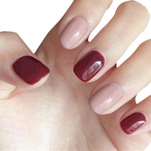 False unhas 2023 24pcs rosa puro e cor vermelha desgaste de parágrafos curtos Manicure Patch economiza tempo prego vestível