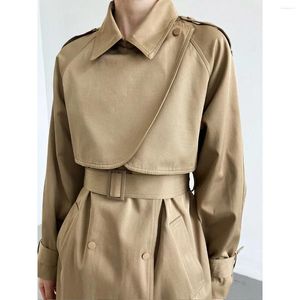 Casacos de trincheira femininos de comprimento médio blusão fino outono elegante casaco elegante