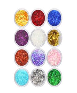 12 18 24 PCS Paznokcie Glitter proszek pudrowskie nici koronkowe kurz jedwabne mix paski konfetti holograficzne cekiny do dekoracji 46888569