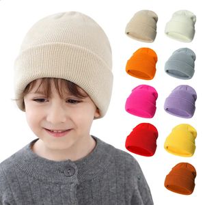 Caps Hats Winter Warm Baby Knitted Hat For Boy Girl Kids Knit Beanie Solid Color Children's Hats Soft Infant Toddler Cap 0-6Y Accessories 231102