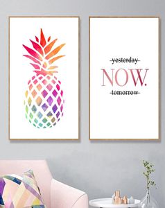 Minimalistisk affisch akvarell ananas affischer och skriver ut nordiska citat väggkonst duk målningar för vardagsrum Unframed4381777