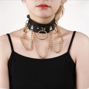 Collana girocollo moda collare pendente in pelle PU per donna catena punk gotica collane chocker sexy regalo bondage E20