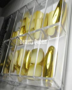 84tipsbox 12 tamanhos arte do prego ouro metálico cobertura completa dicas de unhas falsas espelho acrílico francês metal afeta unhas brilhantes 3198219