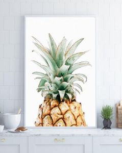 Ananas-Wandkunstdrucke, Küchendekoration, tropisches Aquarell, botanische Kunst, Leinwandgemälde, Wandbild, Poster, Heimdekoration, 3612921