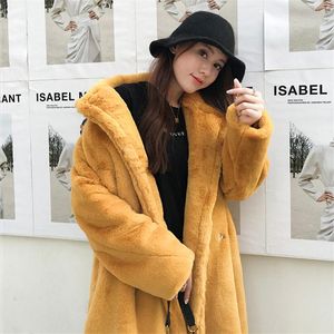 Kadınlar Kürk Fux 2023 Kış Kalın Sıcak Uzun Ceket Kadın Palto Kore Moda Artı Boyut Gevşek 6 Renkli Ceket Kadın