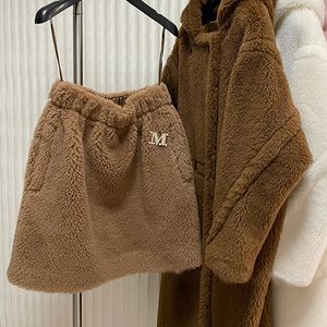 Gonne Inverno Teddy Bear Gonna Donna Alta qualità Cammello Misto lana Moda Calda Alpaca Spessa Autunno femminile 231102