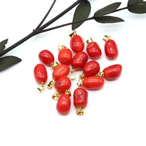Pendant Necklaces 3pcs Charms Red Coral Artificial Bead For Women Men Making DIY Jewerly Earrings Necklace Gift 13.5x9.5mm