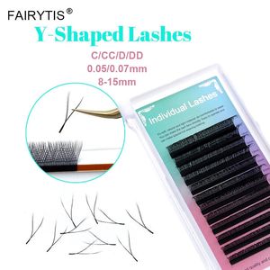 Makeup Tools FAIRYTIS 12 Rows YY Shape C D CC DD Curl Individual Eyelash Hand Made Soft Light Natural Eyelashes Extension Y Lashes 230403