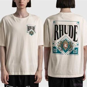 Rhude Herren T-Shirts 2023ss T-Shirt mit Spielkartendruck Herren Damen Übergroße T-Shirts aus schwerem Stoff T-Shirt