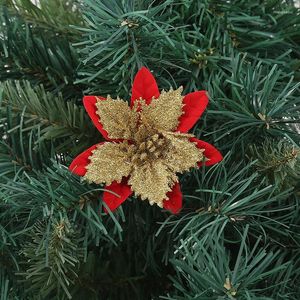 Dekorative Blumen Weihnachtsbaum Simulation Blumenpflanze 5 Blätter und Schnurrhaare Kombinationszubehör Zuhause 9 cm