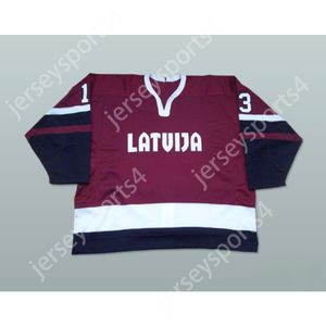 Anpassad Lettlands nationella lag Hockey Jersey alla spelare eller nummer toppade S-M-L-XL-XXL-3XL-4XL-5XL-6XL