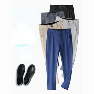 Herrar 2023 Summer Breattable Casual Suit Dress Pants Men Clothing Sträckt Slim Mane Business raka långa byxor A03