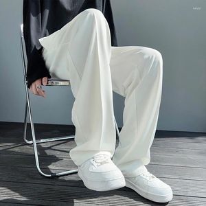 Erkekler Suits Erkekler Gevşek Sıradan Takım Pantolon Düz Renk Geniş Bacak Street Giyim Moda Sporları Jogger 2023 Yaz İnce Uzunluk Pantolon M34