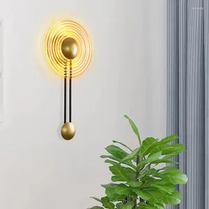 Lampade da parete Moderne LED Creative Stripe Rotondo Lampada in vetro Nordic Living Camera da letto Comodino Sconce Home Decor Oro Lumina