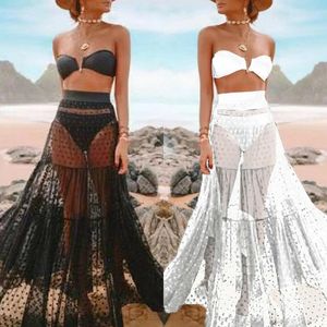 Damen Bademode Sheer Mesh Bikini Cover Up 2023 Badeanzug mit hoher Taille Transparent Beach Wear Plus Size Sommerrock Lace SkirtWom