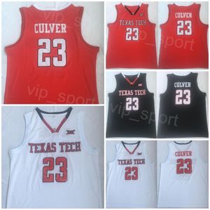 Basquete 23 Jarrett Culver College Jersey Texas Tech Star University Circling Team Time Color Black White Red para fãs de esporte Brandable Pure Cotton Man NCAA