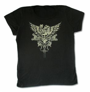 Мужские футболки Korn Wings Wings Girls Juniors Black T Band Merch настраивает Tee 230403