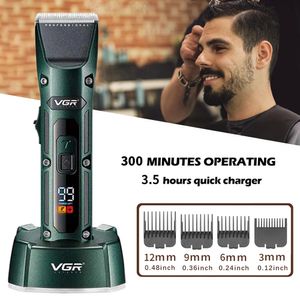 Aparador de cabelo vgr recarregável para homens máquina de corte de barba cortador de barbeiro profissional 231102