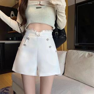 Women's Shorts Small Fragrance Wind Beading Suit For Spring/Summer Ruffle High Waist Short Pants Casual A-line Wide Leg