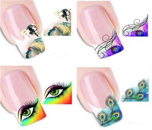 Whole50pcs Pop DIY Sex Artikel Nail Art Aufkleber Abziehbilder Dekorationen Französische Tipps Nägel Wraps Nail Art Patch Wassertransfer XF1297842558