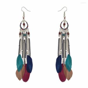 Dangle Earrings Ethnic Handmade Vintage Gypsy Nigeria Feather Bohemia Style Women Beads Hanging Drop Earring Boucle D'oreille