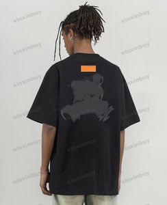 Xinxinbuy Мужчины дизайнерская футболка футболка 23SS Париж задняя буква печать милана с коротким рукавом.