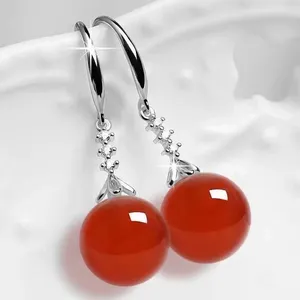 Dangle Earrings 2023ファッションエクサイターエイジャテビードレディースペンダント光沢のある赤い緑の丸い宝石ギフト