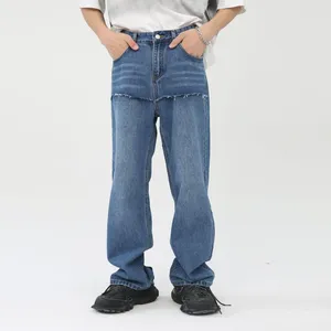 Jeans da uomo Uomo Coreano Streetwear Moda Allentato Casual Vintage Cuciture dritte Pantaloni in denim Pantaloni strappati da uomo